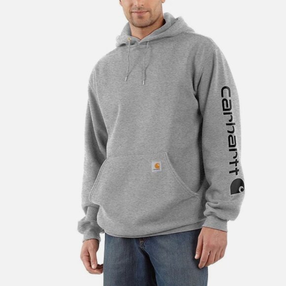 New W Tags Carhartt Sweater Mens Heather Gray HOODIE Midweight Fleece Sweatshirt - Picture 1 of 6